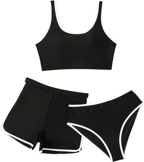 Roseseek Girls 3 Piece Swimsuits Colorblock Wireless High