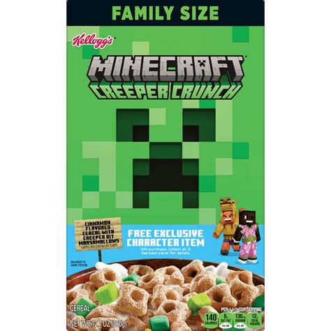 Kelloggs Minecraft Creeper Crunch Breakfast Cereal Kids Cereal