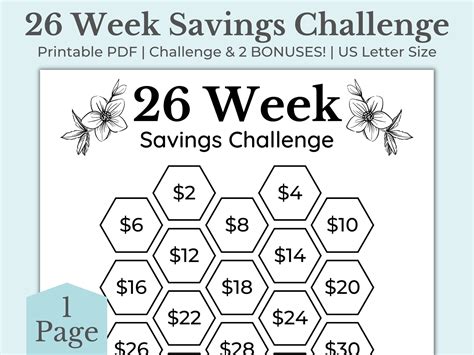 26 Week Biweekly Savings Challenge Printable 26 Week Savings Tracker 26 Week Money Saving