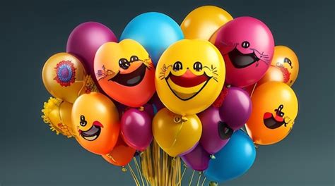 Premium AI Image | Birthday smiley bouquet balloons design