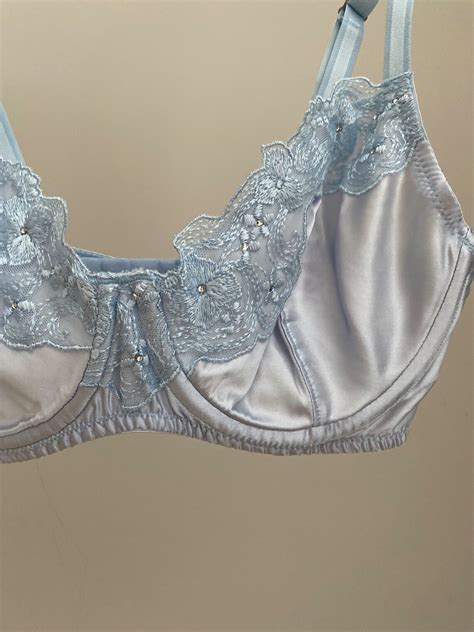 Satin Lingerie Set Sissy Lingerie Sky Blue Bra And Panties Custom Transgender Lingerie Set