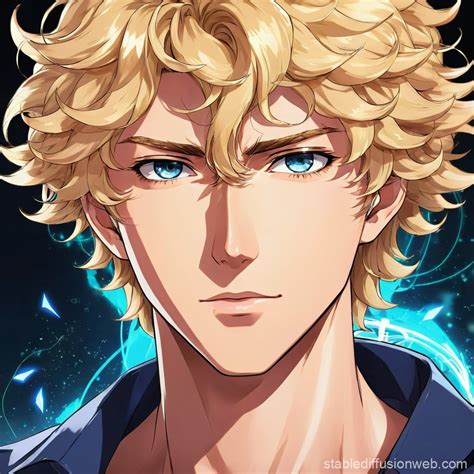 Gorgeous Man With Curly Blonde Hair Stable Diffusion Online