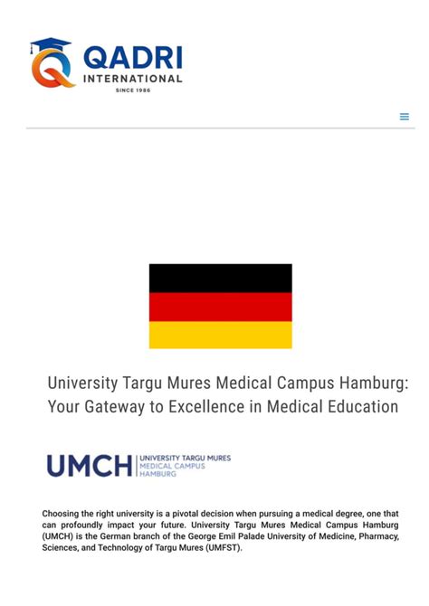 University Targu Mures Medical Campus Hamburg UMCH PDF