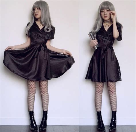 Satin Goth Dress Goth Dress Aesthetic Clothing Stores Cute Fashion