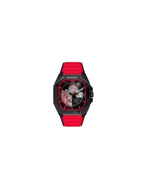 Diesel Reloj Correa De Silicona Roja Automático