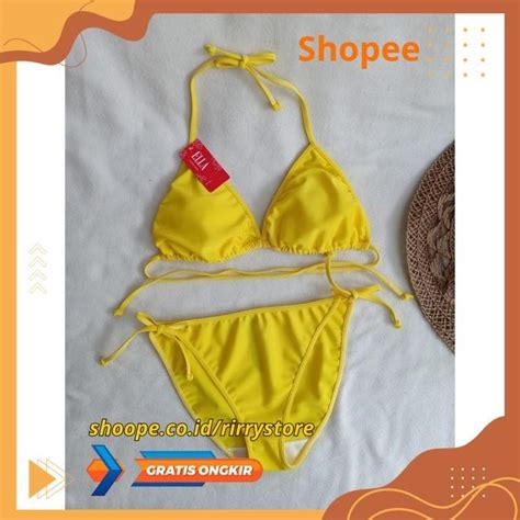 Jual BIKINI PANTAI SEGITIGA WITH FOAM BK 3301 RXO WARNA KUNING BIKINI PANTAI SEGITIGA WITH