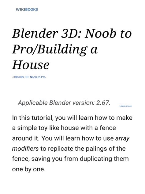 Blender 3d Noob To Pro Building A House Pdf Download Free Pdf