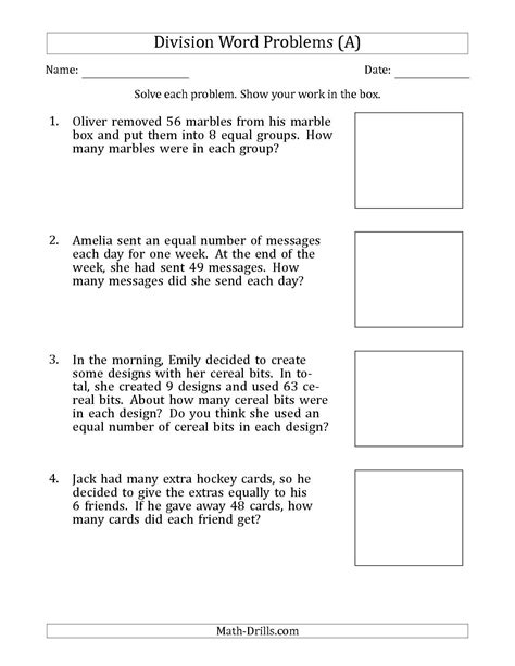 Rd Grade Division Word Problems Worksheets