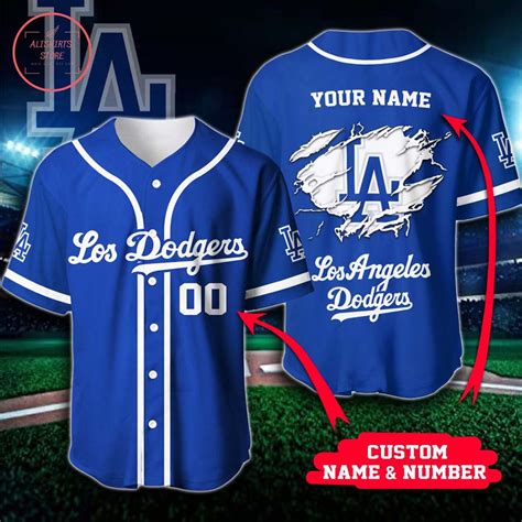 Personalized Los Angeles Dodgers Blue White Pattern Baseball Jersey ...