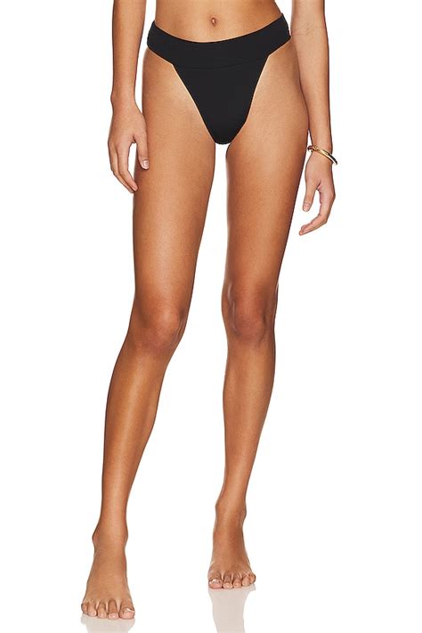 Weworewhat Cheeky High Leg Bikini Bottom In Black Revolve