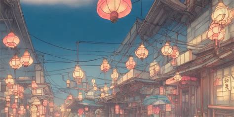 Bathhouse Spirited Away Japanese Lanterns Stable Diffusion