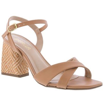 Sandália Gabriela Salto Geométrico Tiras Ráfia Nude Compre Agora Dafiti Brasil