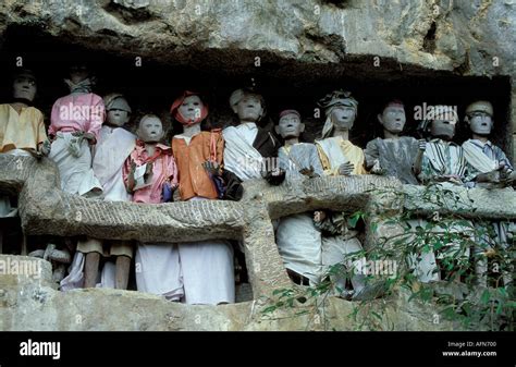 Indonesia Sulawesi Tana Toraja The Tau Tau Are Life Size Craved Wooden