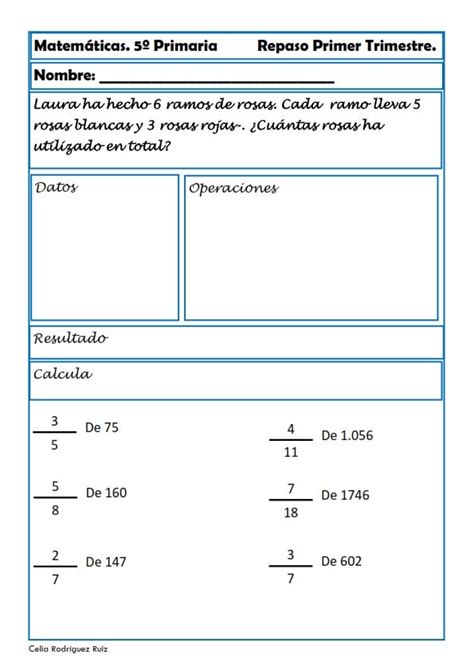 Ejercicios De Matemáticas Para Quinto De Primaria Matematica Ejercicios Matematicas Fichas