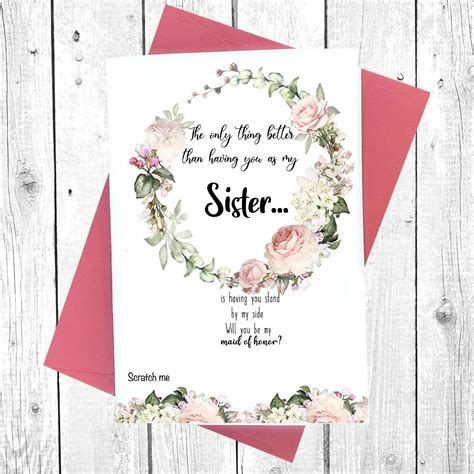 Sister Maid Of Honor Proposal Sister Bridesmaid Card Scratch Etsy