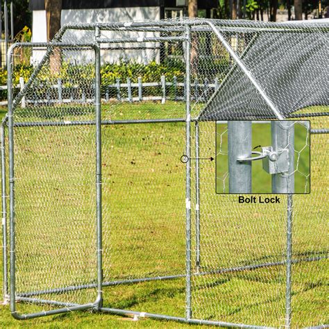 Vevor Metal Chicken Coop Walk In Coop With Cover 9 2 X18 4 Large Cage