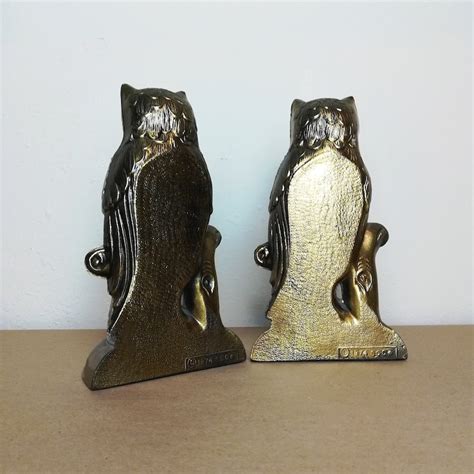 Brass Owl Bookends Vintage Bookshelf Decor Housewarming Etsy