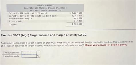 Solved Exercise Algo Target Income And Margin Of Chegg