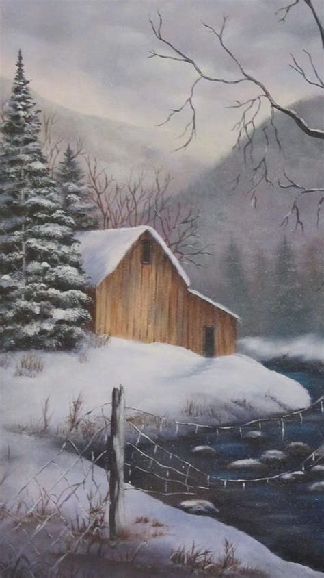 Pin By Roy Anthony On Barns Barn Painting Winter Painting Landscape