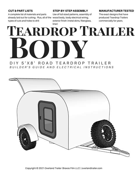 5' x 8' Teardrop Camper Plans -Bundle - Overland Teardrop Trailer