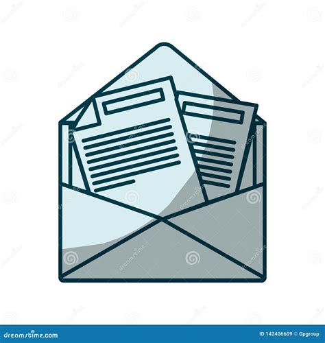 Blue Shading Silhouette Of Opened Envelope Mail Stock Vector