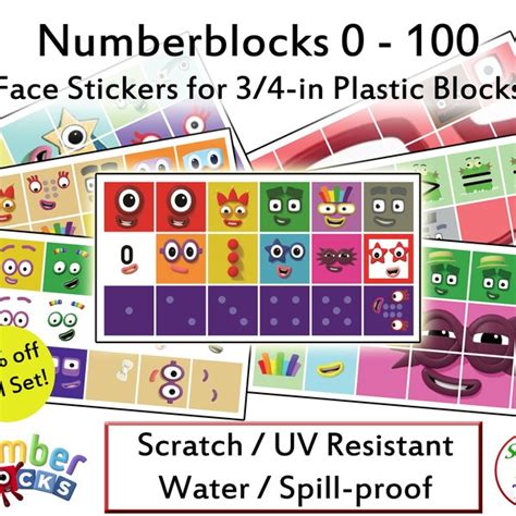 Numberblocks Face Stickers Etsy