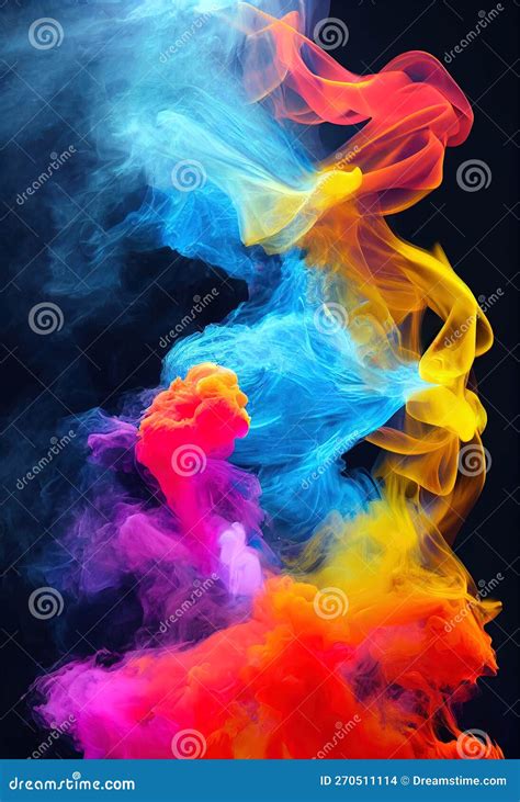 A Colorful Smoke Cloud Is Shown In This Image Of A Black Background