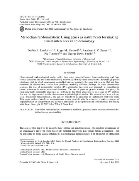 Pdf Mendelian Randomization Using Genes As Instruments For Making