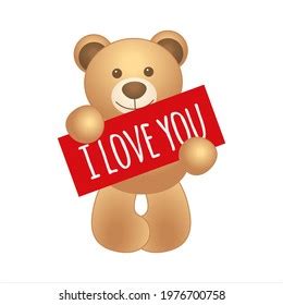 Teddy Bear Holding Sign Love You Stock Vector Royalty Free 1976700758