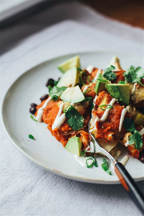 Cozy Vegan Enchiladas With Lime Cream The First Mess