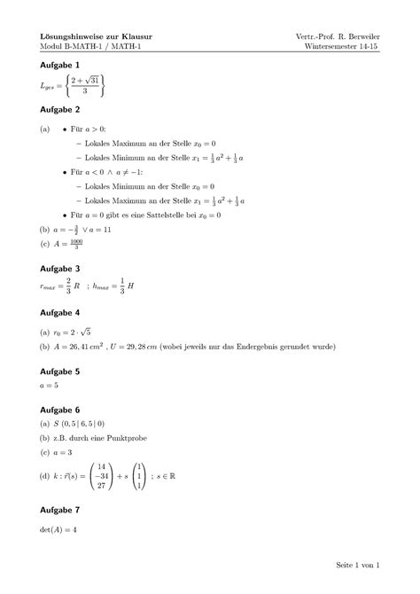 M Kl Ws Mathe Klausur Ws L Sung L Osungshinweise Zur