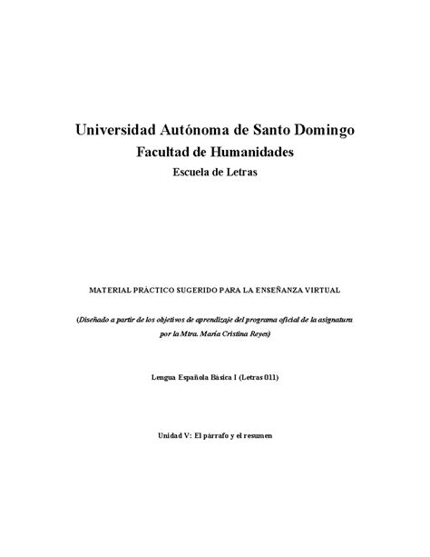 Let 011 Unidad V Pr Ãctica del p Ãrrafo y el resumen Universidad