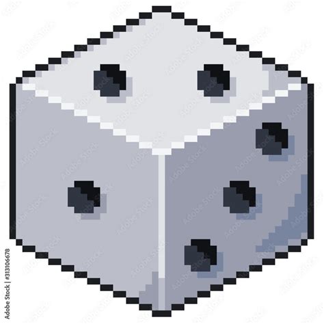 Pixel art dice 8bit game icon White Background Stock Illustration ...