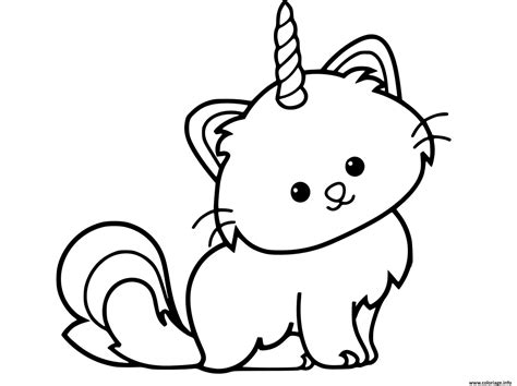 Coloriage Chat Licorne Mignon Facile JeColorie