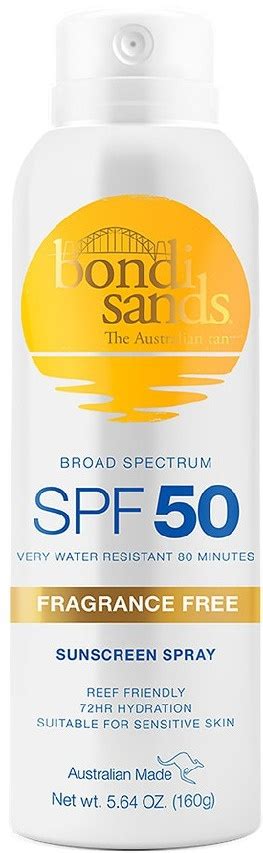 Bondi Sands Fragrance Free Sunscreen Aerosol Mist SPF 50 ingredients ...