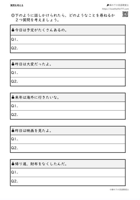 実用的コミュニケーション訓練 質問をする 縁の下の言語聴覚士