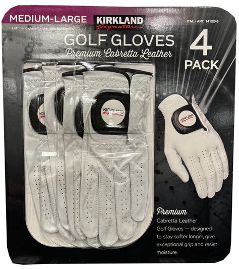 Kirkland Signature Golf Gloves Premium Cabretta Leather Medium Large