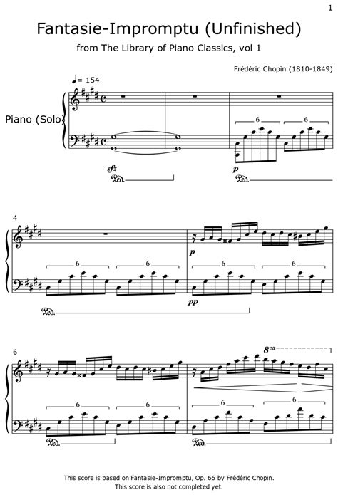 Fantasie Impromptu Unfinished Sheet Music For Piano