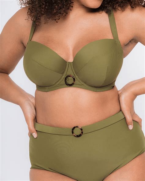 Retro Sun Padded Balcony Bikini Top Olive Tkd Lingerie