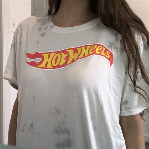 Oversized Hot Wheels T Shirt Gray And White Tie Depop