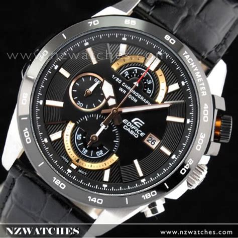 Buy Casio Edifice Chronograph Black Gold Dial Leather Watch Efr 520l