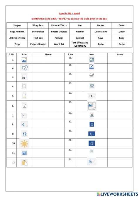 1705616 Ms Word Icons Ezhil Liveworksheets