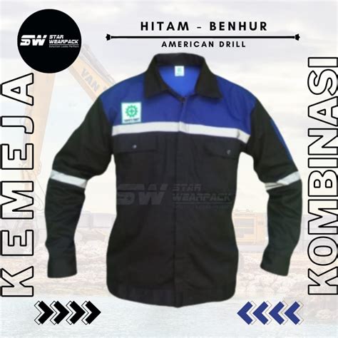 Jual Wearpack Seragam Kerja Proyek Warna Hitam Kombinasi Benhur Free