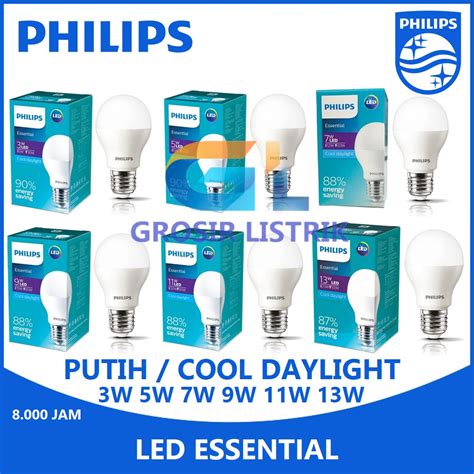 Jual Lampu LED Essential Philips 3W 5W 7W 9W 11W 13W 15W Putih Cool