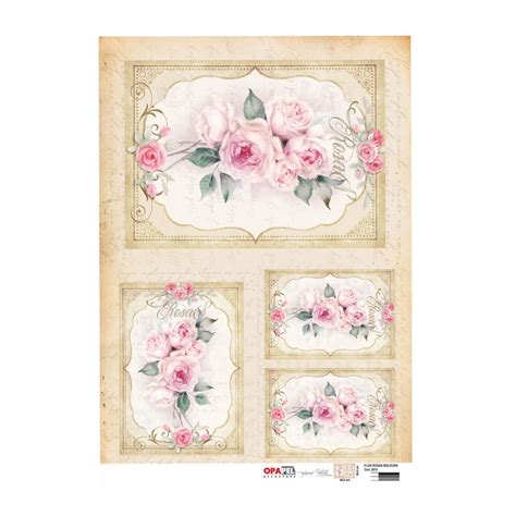 Papel Para Decoupage Opapel Flor Rosas Moldura Opa Kakos Cria Es