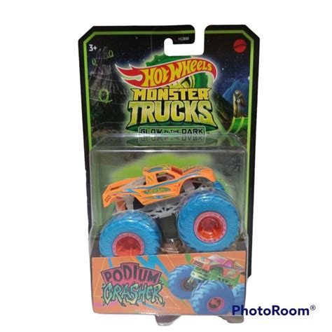 Hot Wheels Monster Trucks Glow In The Dark Podium Crasher Lazada Indonesia