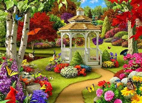 Spring Garden and Backgrounds, spring garden painting HD wallpaper | Pxfuel