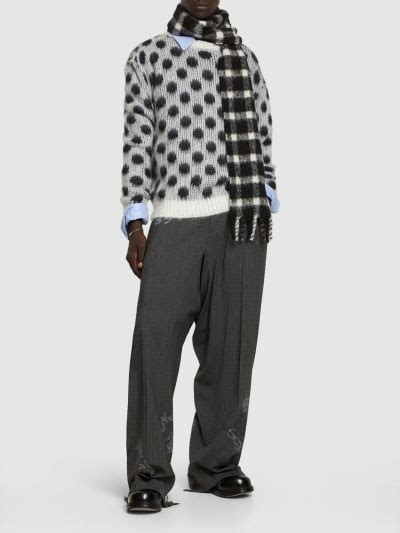 Check Brushed Mohair Blend Knit Sweater Marni Men Luisaviaroma