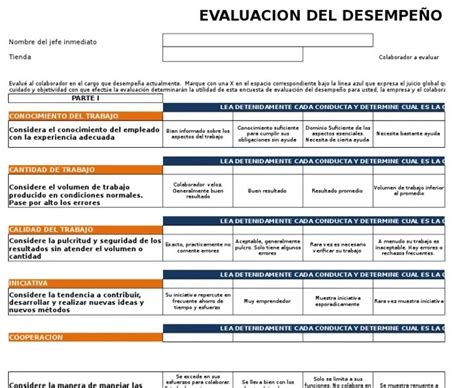 Plantilla De Evaluacion De Desempeã±o Usan