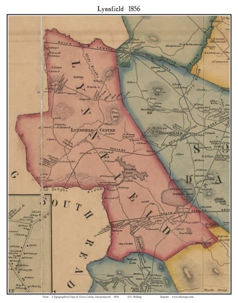 Lynnfield Massachusetts 1856 Old Town Map With Homeowner Names Reprint Essex County Ma Tm Etsy